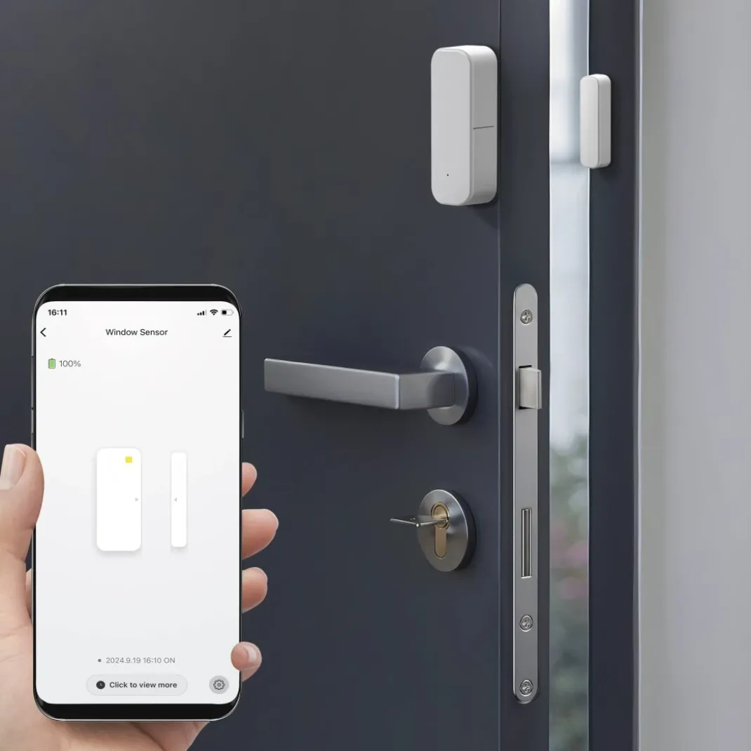 Smart Home Fensterkontakt, für Türen, Fenster, Garagen, Zigbee, magnetisch