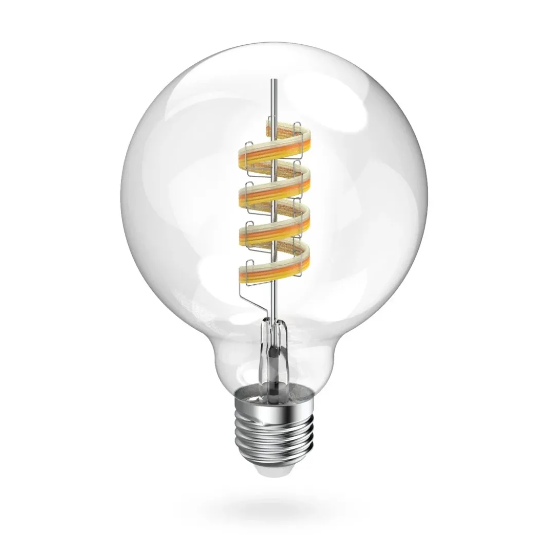Smarte Lampe E27, LED, Matter, Filament Globe G95, RGBW, dimmbar, mit App