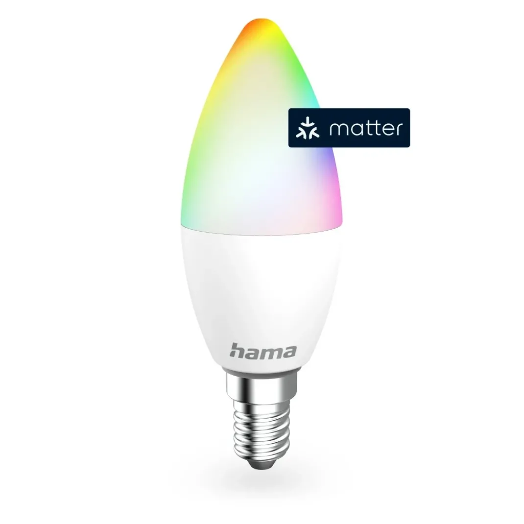 Smarte Lampe E14, 4,9W, LED, Matter, Kerze, RGBW, dimmbar, mit App