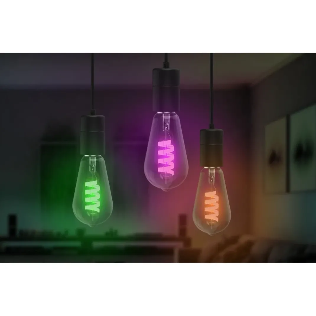Smarte LED-Lampe, Matter, E27, Retro, Filament ST64, RGBW, dimmbar, mit App