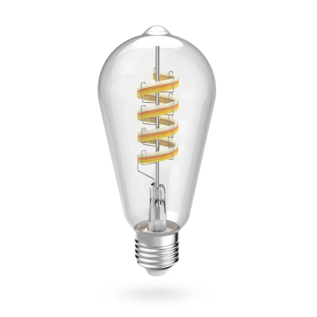 Smarte LED-Lampe, Matter, E27, Retro, Filament ST64, RGBW, dimmbar, mit App