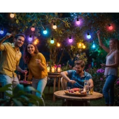 Smarte LED-Lichterkette, WLAN Lampenkette, außen IP44, Farbwechsel, 8 m
