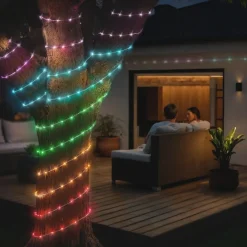 Smarte LED-Lichterkette, WLAN, Farbwechsel, dimmbar, außen IP65, 10m, Bunt