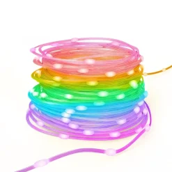 Smarte LED-Lichterkette, WLAN, Farbwechsel, dimmbar, außen IP65, 10m, Bunt