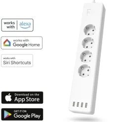 Smarte WLAN-Steckdosenleiste 4-fach, einzeln schaltbar, Überlastsch., 4xUSB