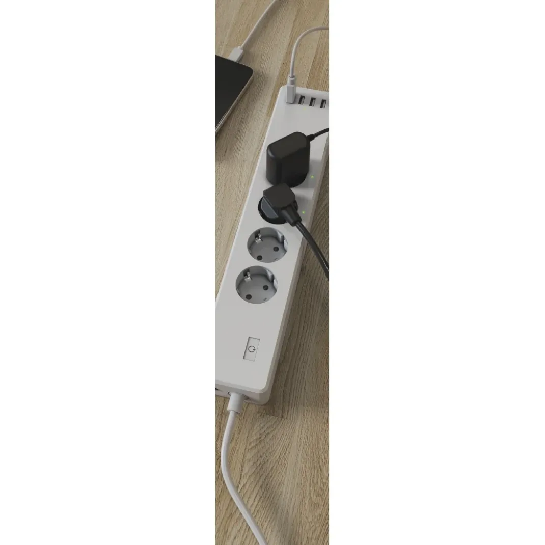 Smarte WLAN-Steckdosenleiste 4-fach, einzeln schaltbar, Überlastsch., 4xUSB