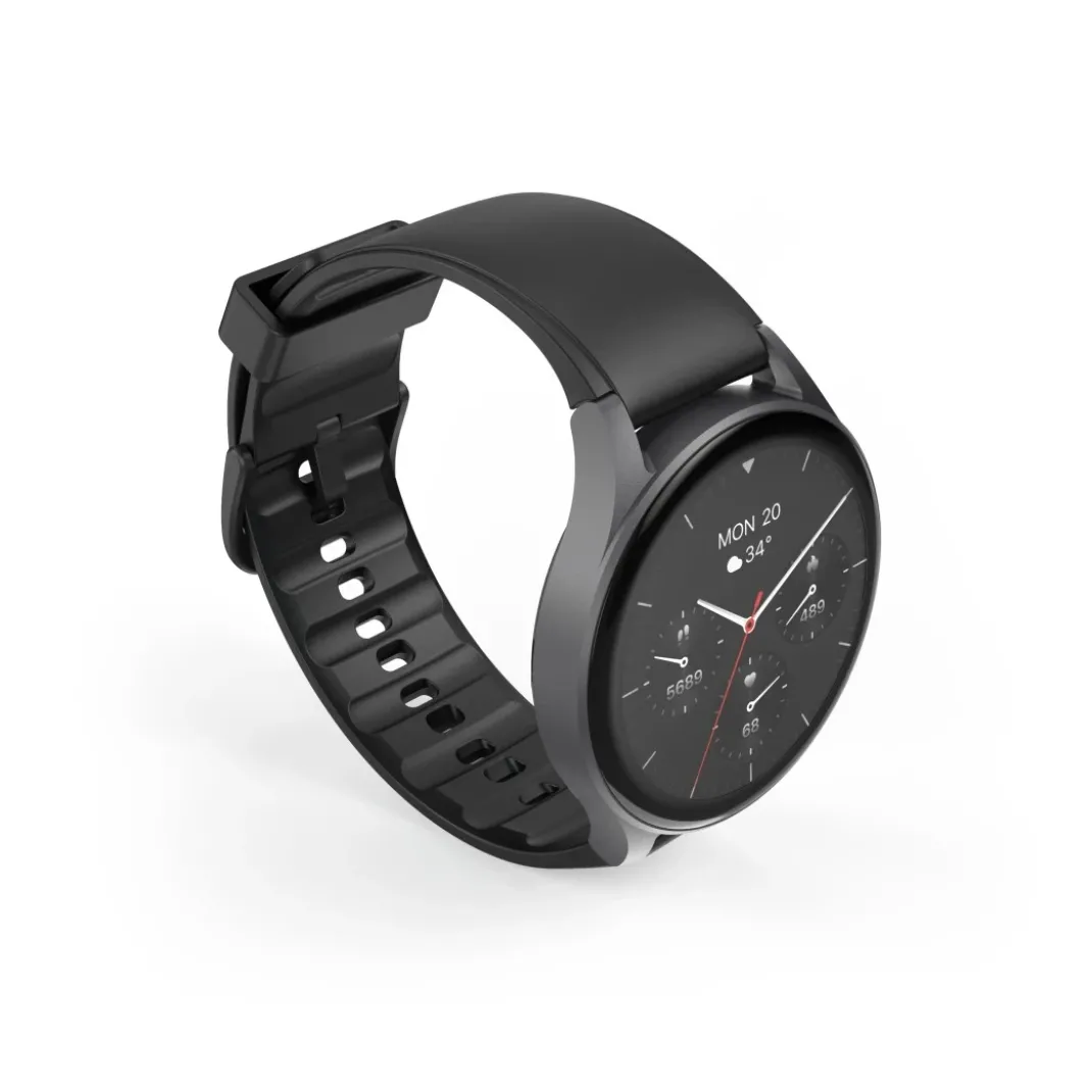 Smartwatch "8900", GPS, AMOLED 46 mm, Telefonfunktion, Alexa, rund, Schwarz