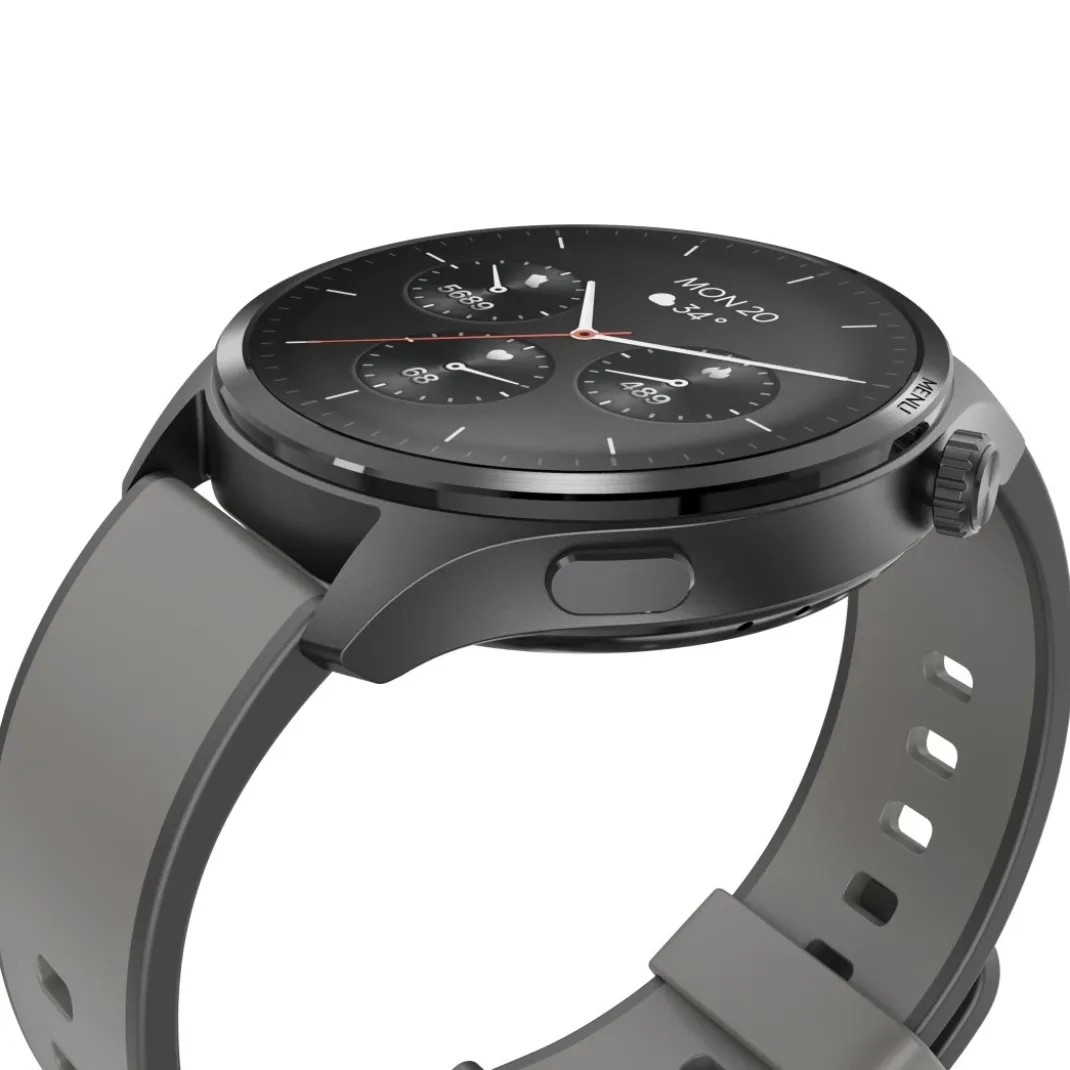 Smartwatch "9000", GPS, Musikspeicher, AMOLED 47 mm, IP68 + 5 ATM, Anthraz.