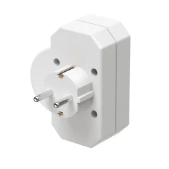 Steckdosenadapter 3-fach, 1x Schutzkontakt, 2x Euro, Schalter, Weiß