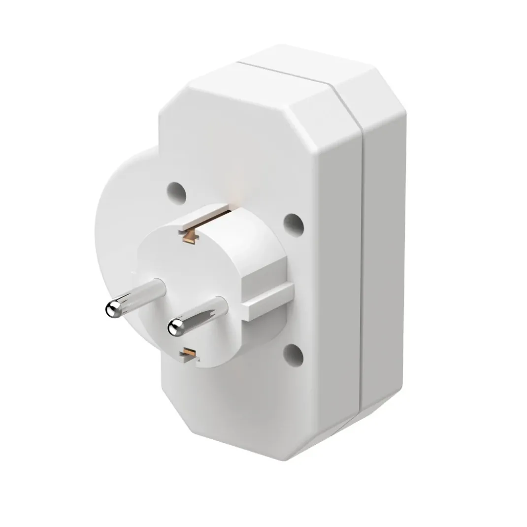 Steckdosenadapter 3-fach, 1x Schutzkontakt, 2x Euro, Schalter, Weiß