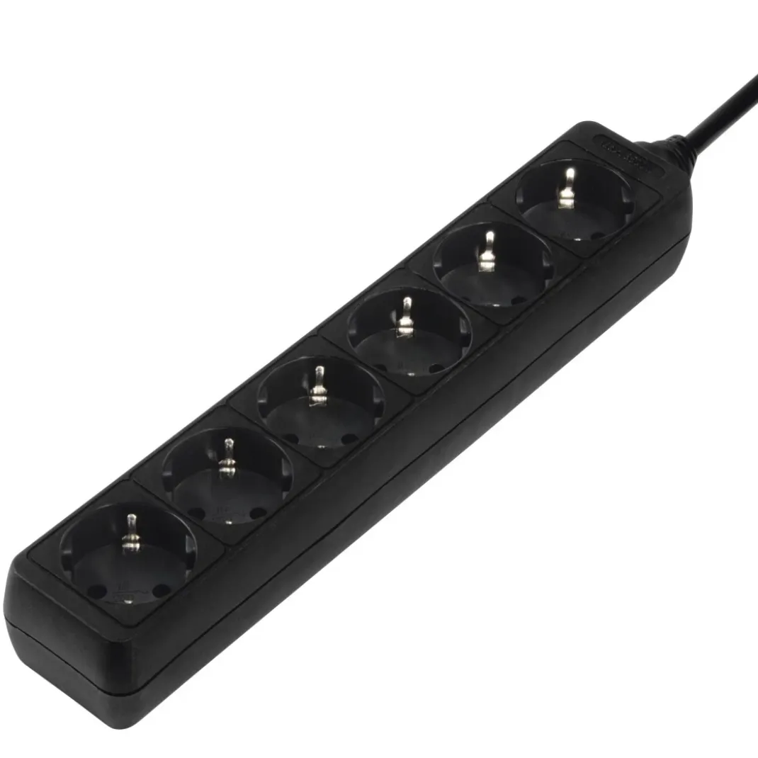 Steckdosenleiste 6-fach, 1,4 m, Schwarz