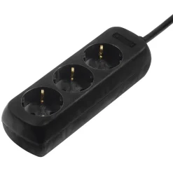 Steckdosenleiste 3-fach, 3 m, Schwarz