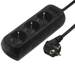 Steckdosenleiste 3-fach, 5 m, Schwarz