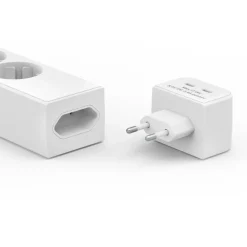 Steckdosenleiste, 5-fach, m. USB-C-Adapter 2-fach 17W, Schalter, 1,4m, Weiß