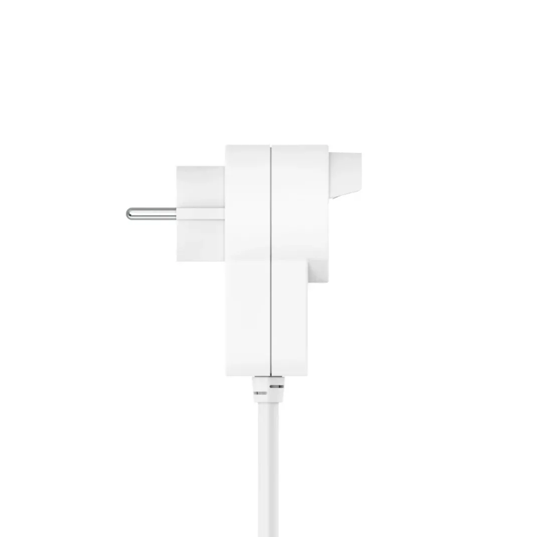 Steckdosenleiste, 3-fach, Schalter, Zusatzsteckdose am Stecker, 1,4 m, Weiß