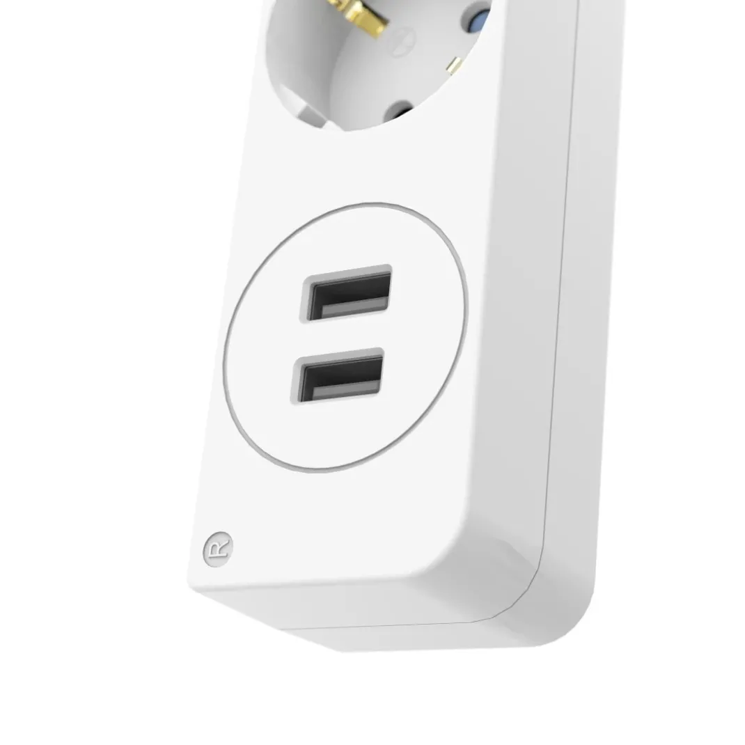 Steckdosenleiste, 5-fach, USB-A 17W, Schalter, 1,4 m, Weiß