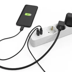 Steckdosenleiste, 5-fach, USB-A 17W, Schalter, 1,4 m, Weiß