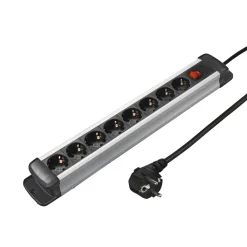Steckdosenleiste "Pro-S 80S", 8-fach, Schwarz/Silber, 1,5 m