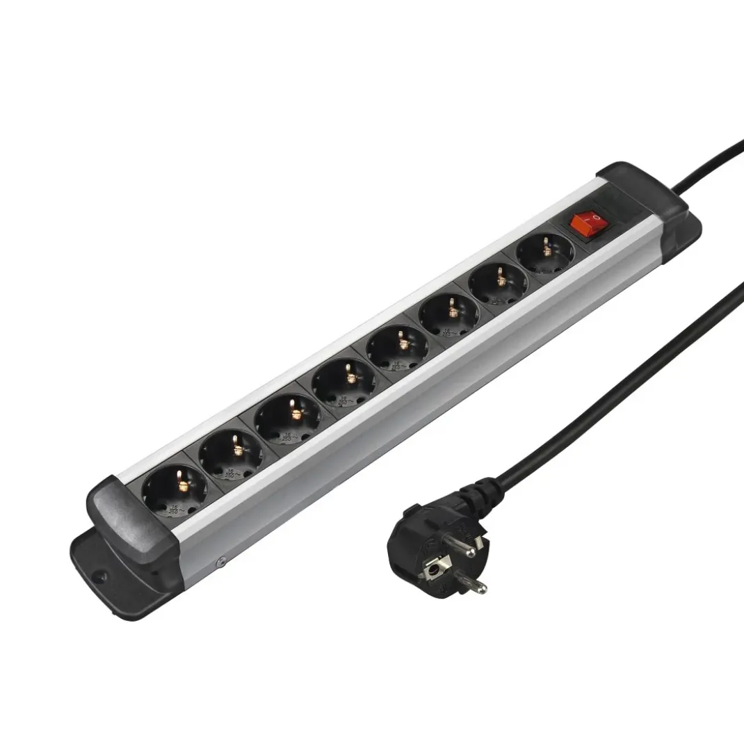 Steckdosenleiste "Pro-S 80S", 8-fach, Schwarz/Silber, 1,5 m