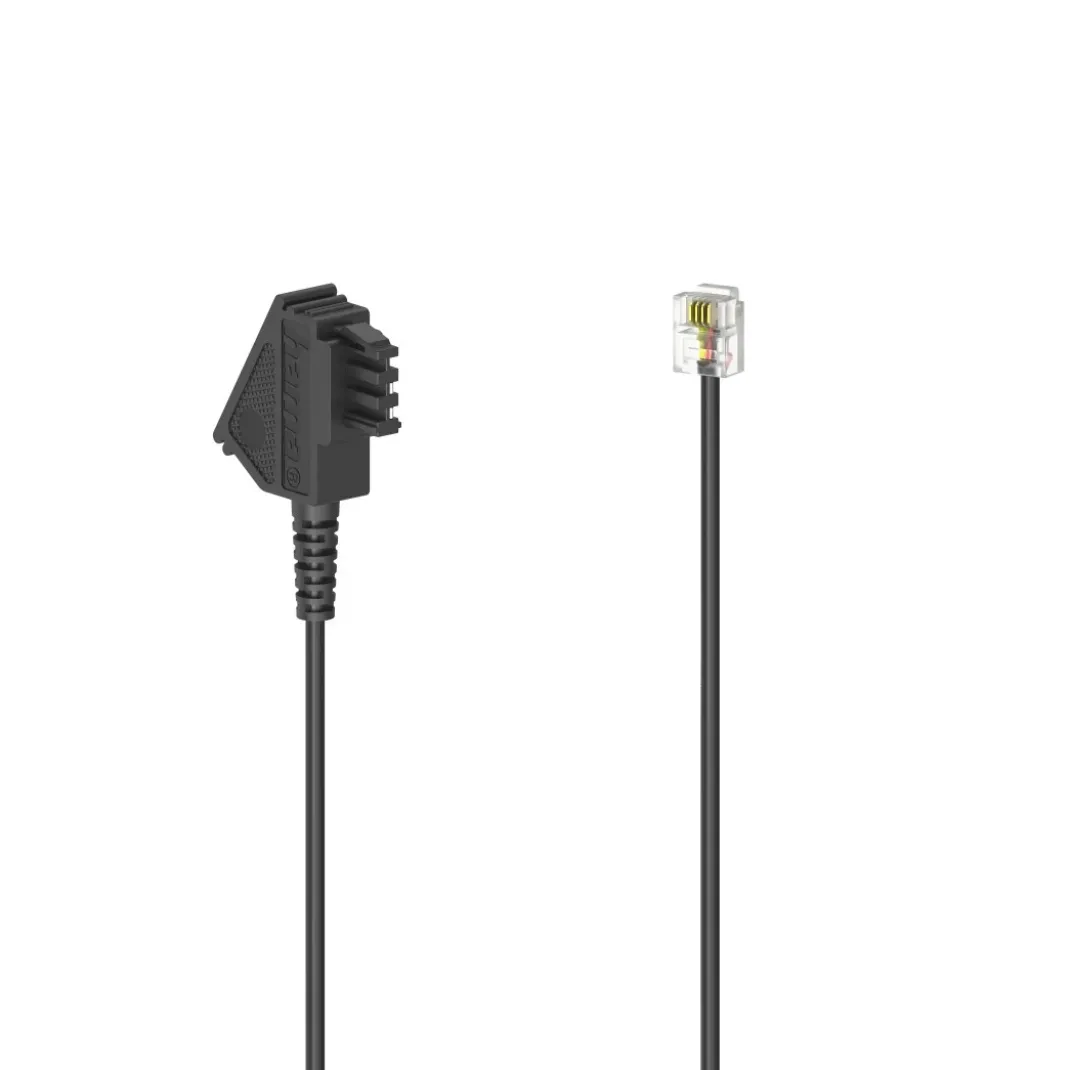 Telefonkabel, TAE-F-Stecker - Modular-Stecker 6p4c, 15 m, Schwarz