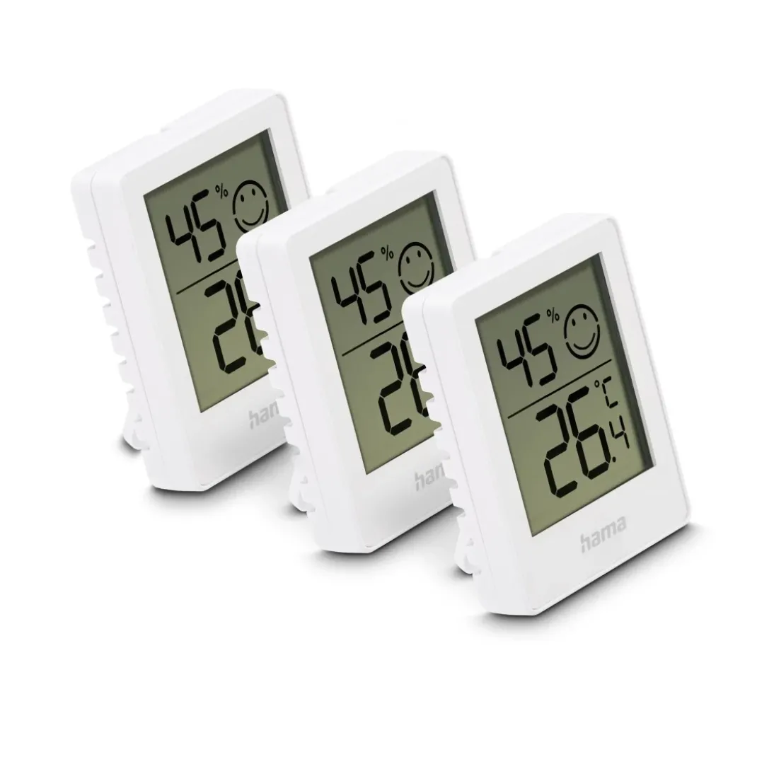 Thermometer und Hygrometer "Cres", digital, für innen, 3-er Set, Weiß