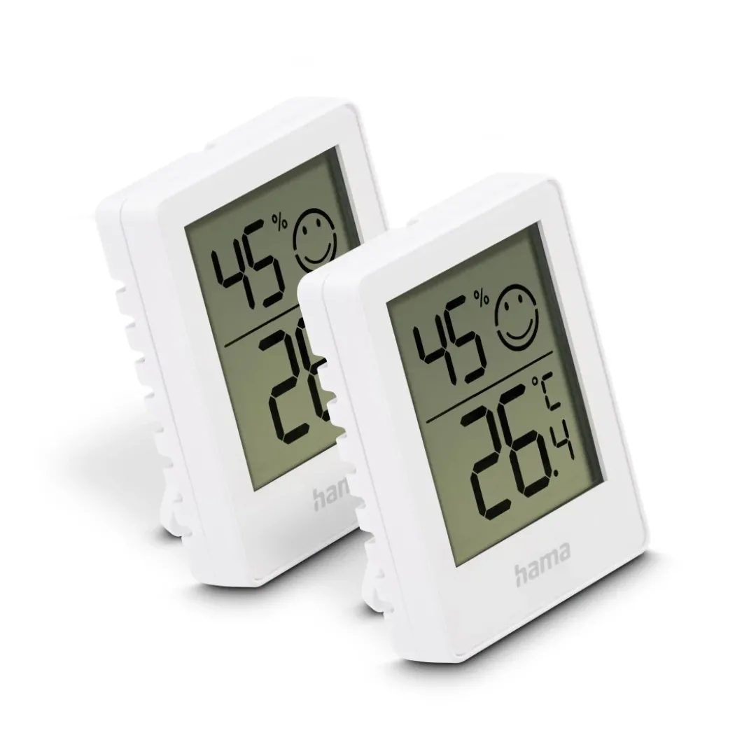 Thermometer und Hygrometer "Baros", digital, für innen, 2-er Set, Weiß
