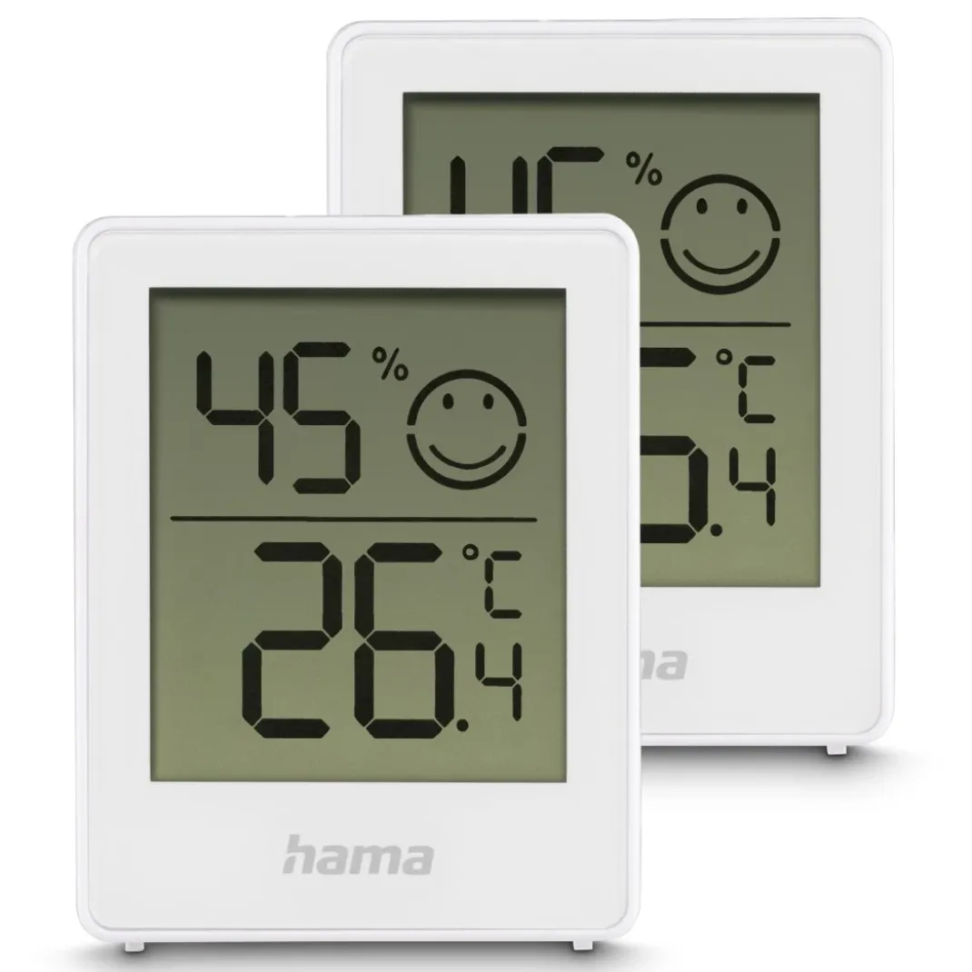 Thermometer und Hygrometer "Baros", digital, für innen, 2-er Set, Weiß
