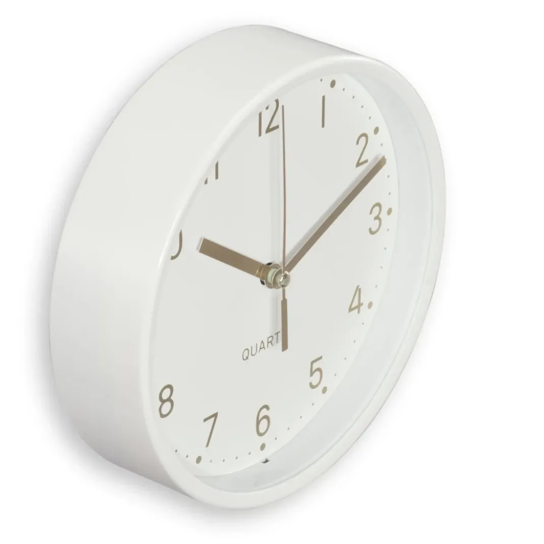 Tischuhr "Madeira", Ø 16 cm, ohne Ticken, Weiß