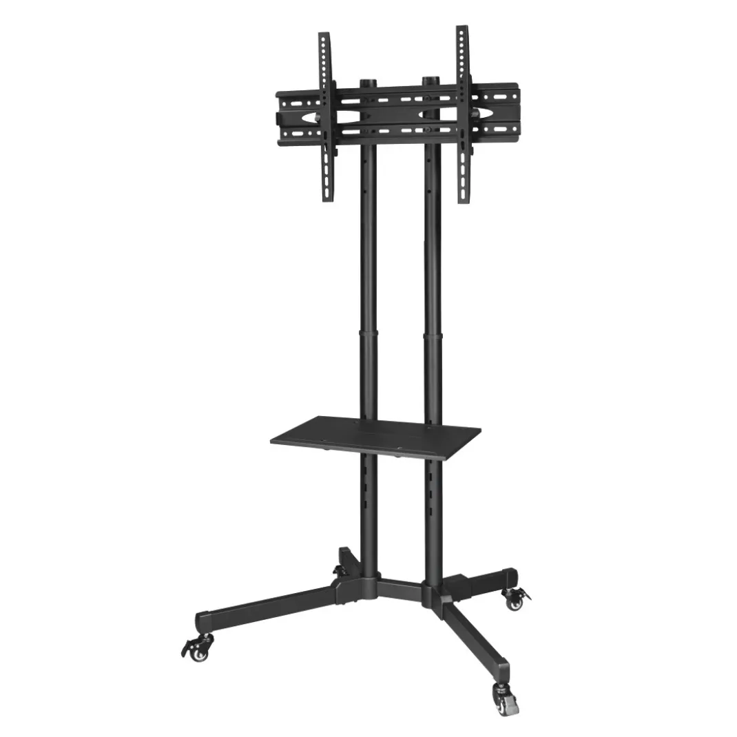TV-Ständer mit Rollen "Trolley", bis 75 Zoll, höhenverstellbar, Schwarz