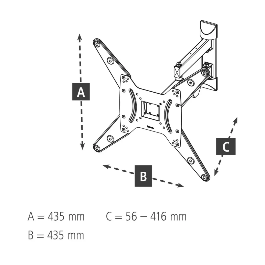TV-Wandhalterung, schwenkbar, neigbar, ausziehbar, 165 cm (65") bis 25 kg