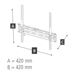 TV-Wandhalterung, starr, 165 cm (65") bis 35 kg, Wandabstand 2,3 cm