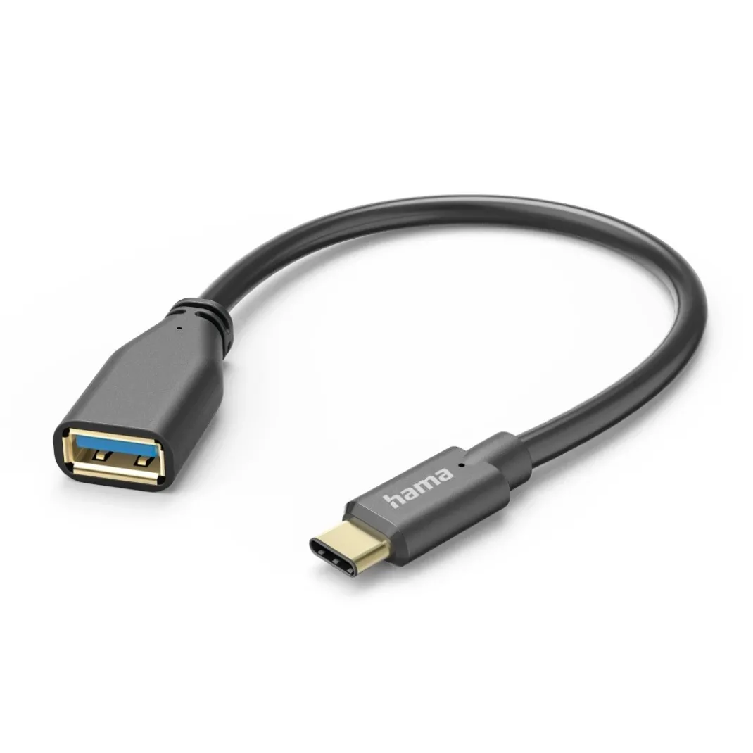 USB-Adapterkabel, OTG, USB-C-Stecker - USB-A-Buchse, 15 cm, Schwarz