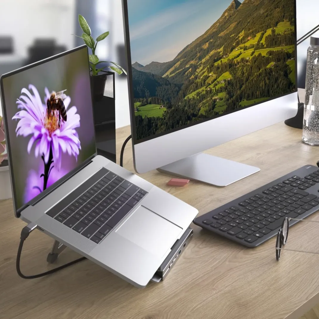USB-C-Docking-Station "Connect2Office Stand", Notebook-Stand, 12 Ports