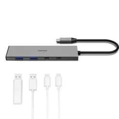 USB-C-Hub, 4 Ports, 2x USB-A, 2x USB-C, USB 3.2 Gen2, 10 Gbit/s, PD, Alu