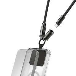 USB-C-Kabel und Handyband, 2in1-Lösung, 1,2 m, Schwarz