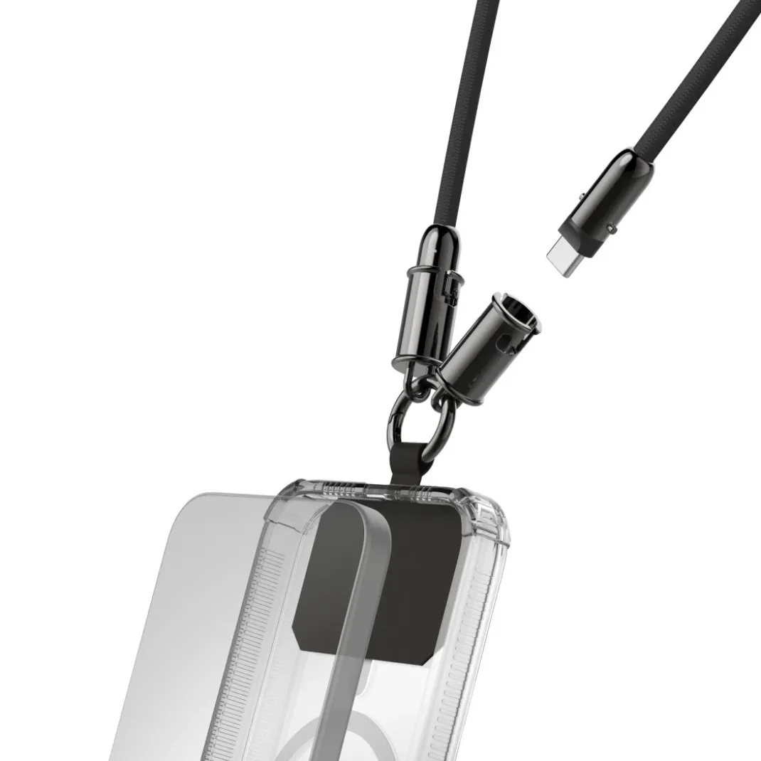 USB-C-Kabel und Handyband, 2in1-Lösung, 1,2 m, Schwarz