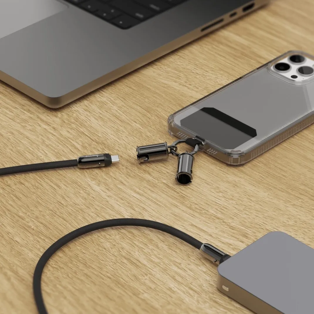 USB-C-Kabel und Handyband, 2in1-Lösung, 1,2 m, Schwarz