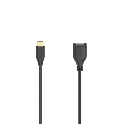 USB-C-OTG-Kabel "Flexi-Slim", USB 2.0, 480 Mbit/s, Schwarz, 0,15 m