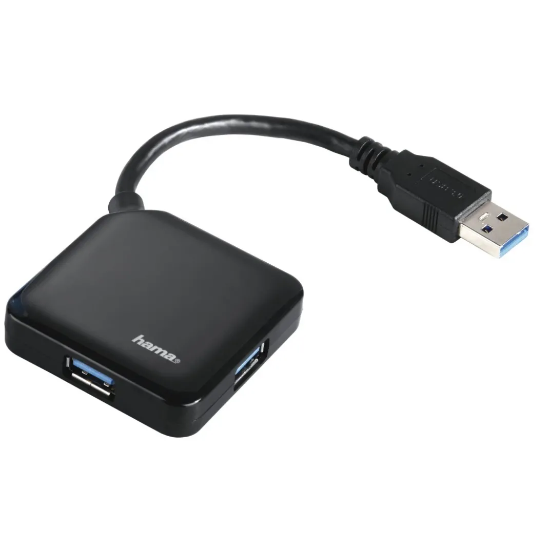 USB-3.0-Hub 1:4, bus-powered, Schwarz, Schachtel