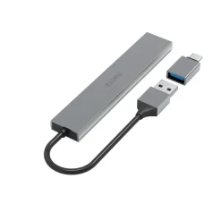 USB-Hub, 4 Ports, USB 3.2 Gen1, 5 Gbit/s, Ultra Slim, inkl. USB-C-Adapter