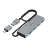 USB-Hub, 4 Ports, USB 3.2 Gen1, 5 Gbit/s, inkl. USB-C-Adapter und Netzteil