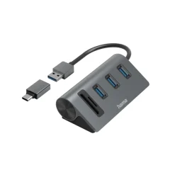 USB-Hub/Kartenleser, 5 Ports, 3x USB-A, SD, microSD, inkl. USB-C-Adapter