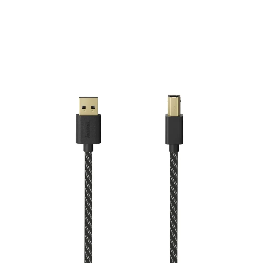 USB-Kabel, USB 2.0, vergoldet, Gewebe, 1,50 m