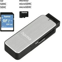USB-3.0-Kartenleser, SD/microSD, Silber