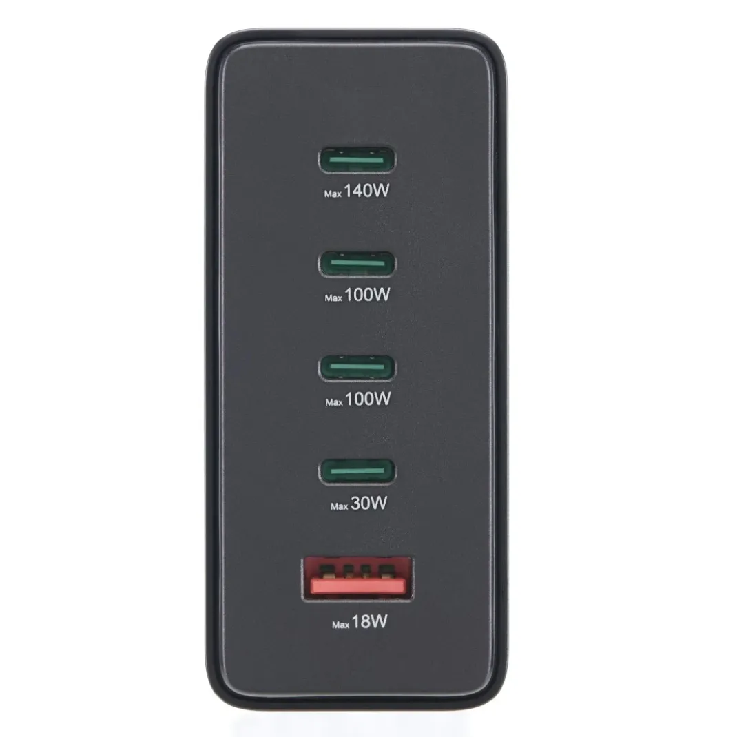 USB-Ladestation 5 Ports, GaN, Schnellladegerät, 4xUSB-C, 1xUSB-A, PD, 240 W