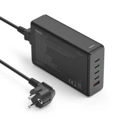 USB-Ladestation 5 Ports, GaN, Schnellladegerät, 4xUSB-C, 1xUSB-A, PD, 240 W