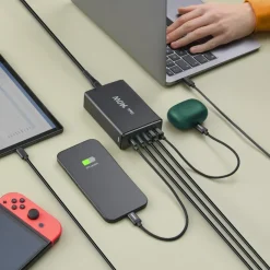 USB-Ladestation 5 Ports, GaN, Schnellladegerät, 3xUSB-C, 2xUSB-A, PD, 140 W