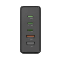 USB-Ladestation 5 Ports, GaN, Schnellladegerät, 3xUSB-C, 2xUSB-A, PD, 140 W