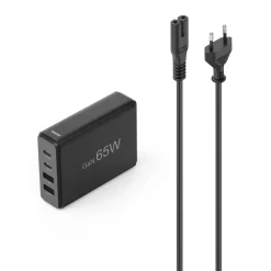 USB-Ladestation 4 Ports, GaN, Schnellladegerät, 2xUSB-C, 2xUSB-A, PD, 65 W