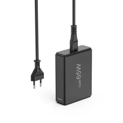 USB-Ladestation 4 Ports, GaN, Schnellladegerät, 2xUSB-C, 2xUSB-A, PD, 65 W